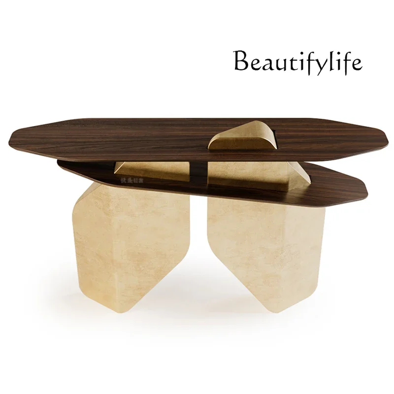 X Italian Light Luxury Entrance Platform Gold Foil Black Walnut Solid Wood Living Room Wall Corridor Decoration Modern Home