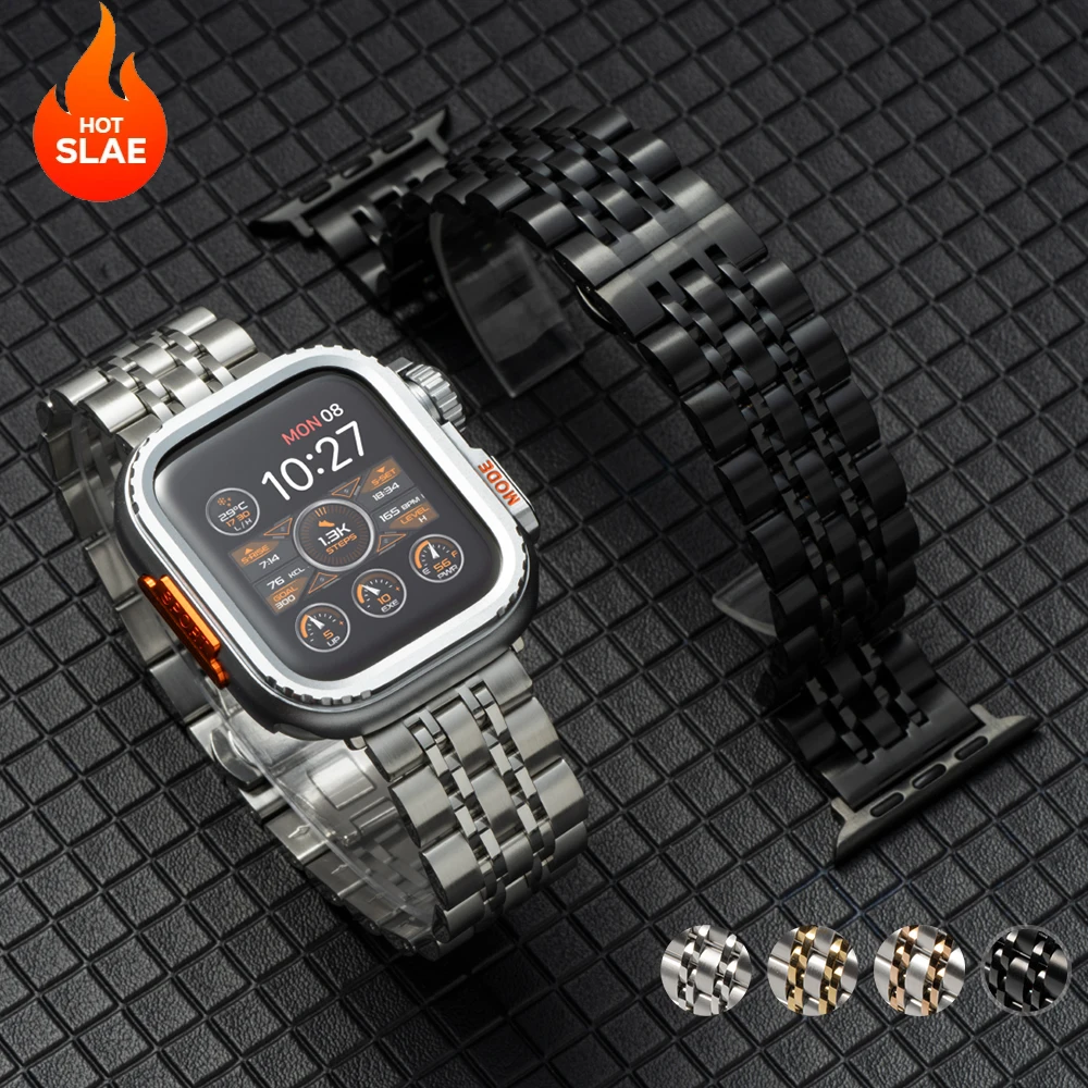 

Металлический ремешок + чехол для Apple Watch Ultra 3/2 49 мм серии 11 10 46 мм 42 мм 9 8 7 45 мм Защитный чехол из сплава для ПК для Iwatch 6 SE3 5 44 мм