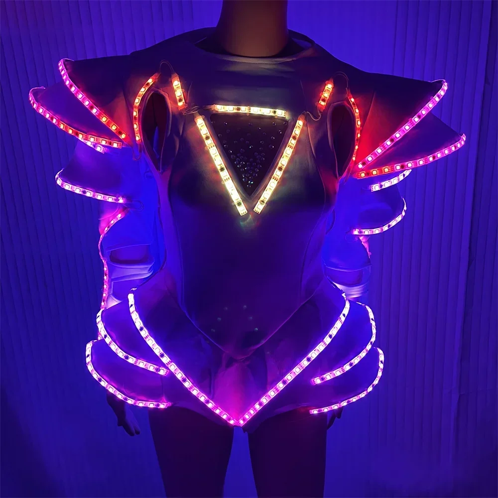 Cool RGB Full Color Led Costumes Skirt Light Up Luminous Clothes Stage Dance Performance Shirt Dancing Wedding Party Dress