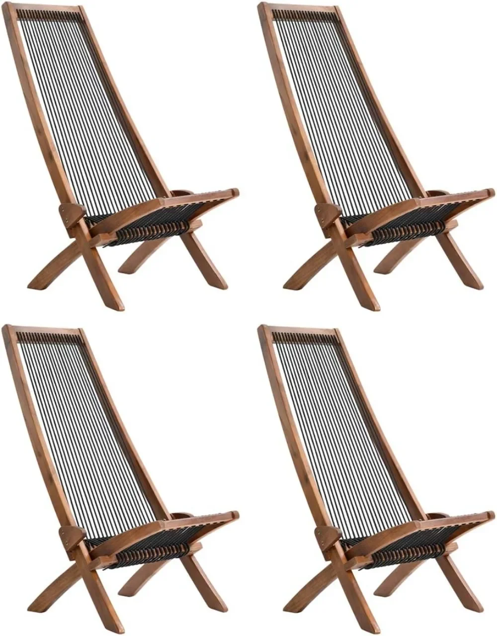 Folding Wooden Outdoor Lounge Chair Low Profile Acacia Wood Lounge Chair for The Patio Porch Deck Balcony Lawn Garden