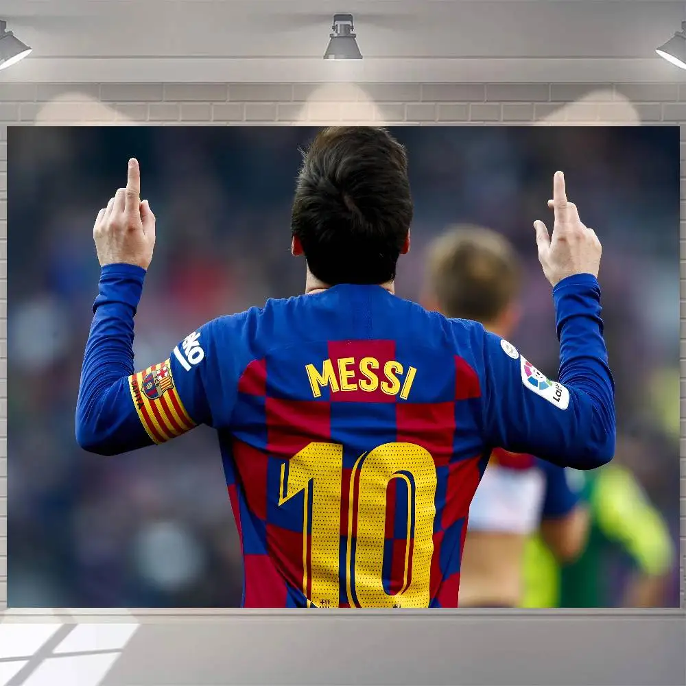 F-Football M-Messi الديكور خلفية غرفة الطرف الديكور خلفية القماش الأطفال عيد ميلاد راية التصوير الدعائم #2