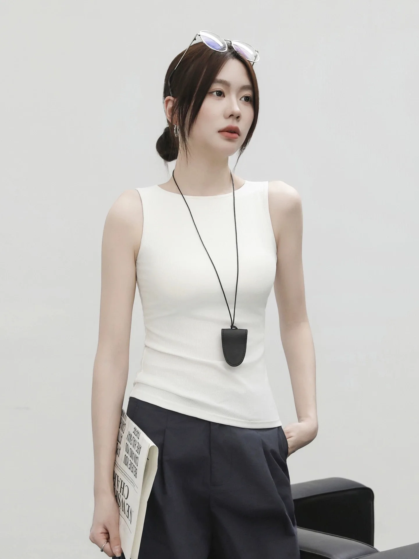 

2026 New Style One-Shoulder Sleeveless Vest Women's plus Size Slim Fit Inner Wear Outer Wear Base Layer Tank Top