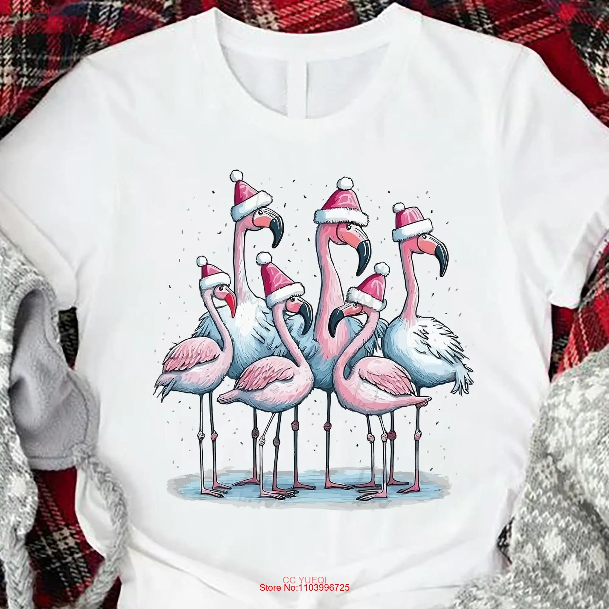 Christmas s For Women Flamingo Merry T Shirt Family Matching Party Xmas  long or short sleeves