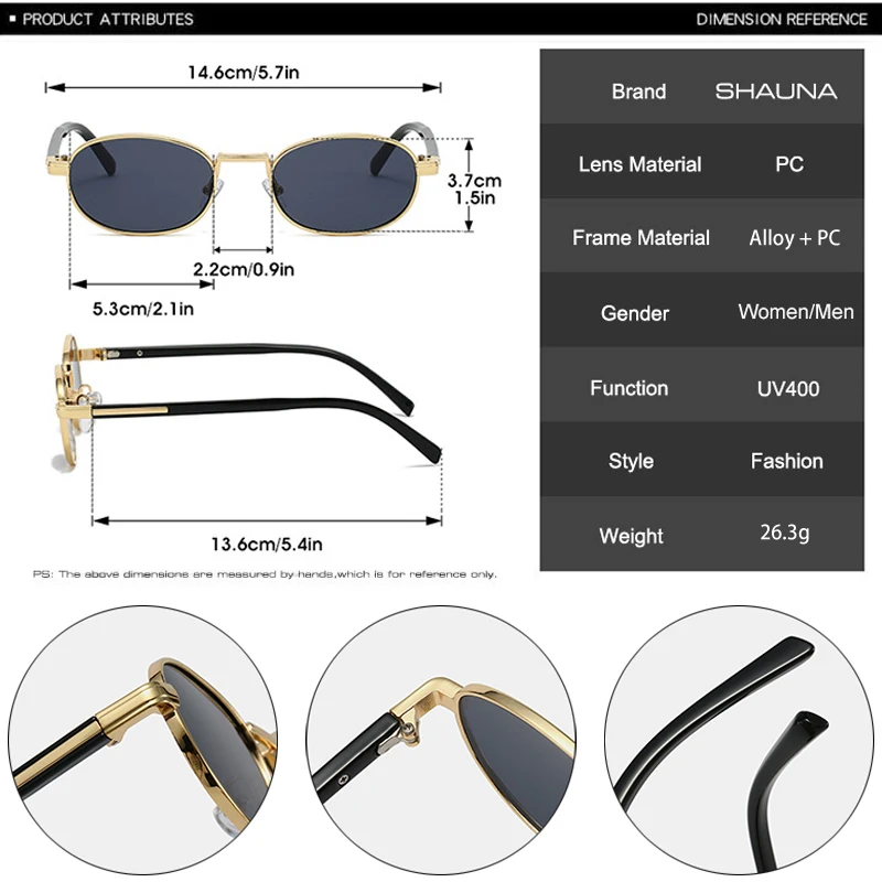 SHAUNA Ins أزياء شعبية البيضاوي الرجال النظارات الشمسية تتجه التدرج النساء فاسق ظلال UV400