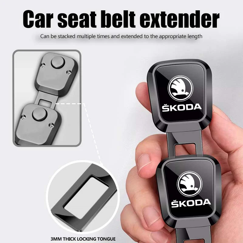 For Skoda Car Safety Belt Extender Seat Belt Padding Extension Buckle Plug Fabia 1 2 Octavia a7 RS Superb Rapid Yeti Karoq