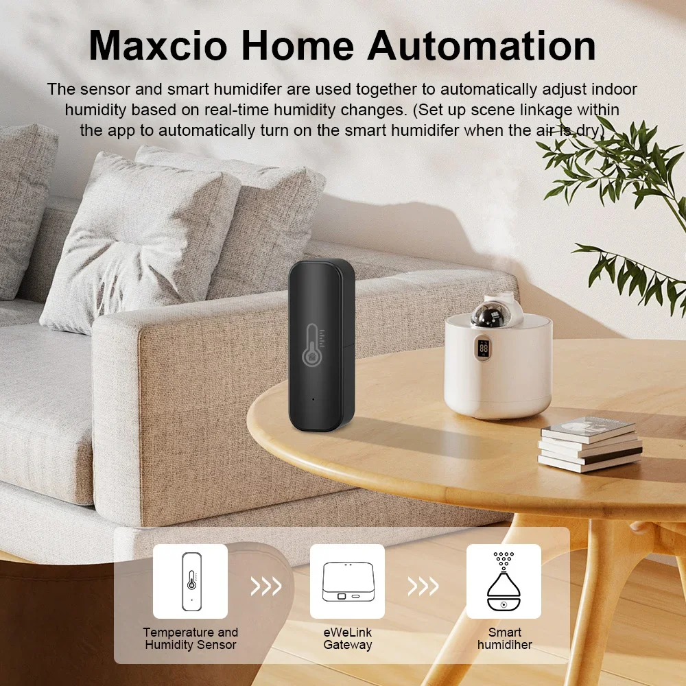 eWelink Zigbee Temperature and Humidity Sensor Home Environment Monitor APP control work with eWelink ZIgbee gateway