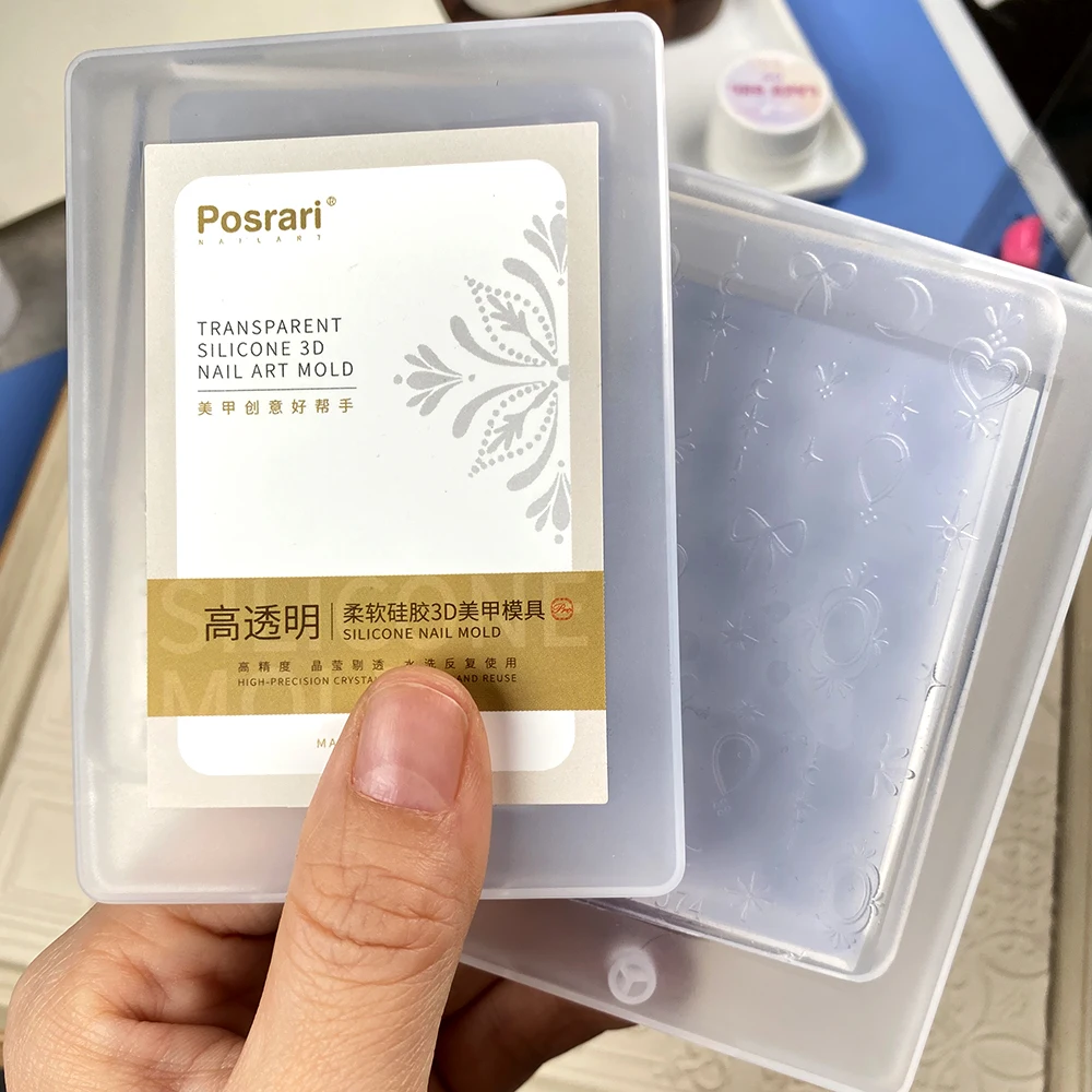 1 pz Wink Hello Kitty Silicone Nail Art Stamping 3D Bowknot Starburst Riutilizzabile Stampa per unghie Stencil Morbido Gel Polish Nail Mold