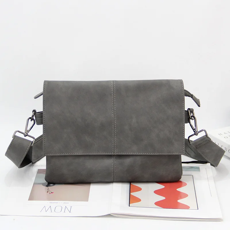 PU leather men's ultra-thin document large-capacity envelope single-shoulder bag flip cover simple travel crossbody bag