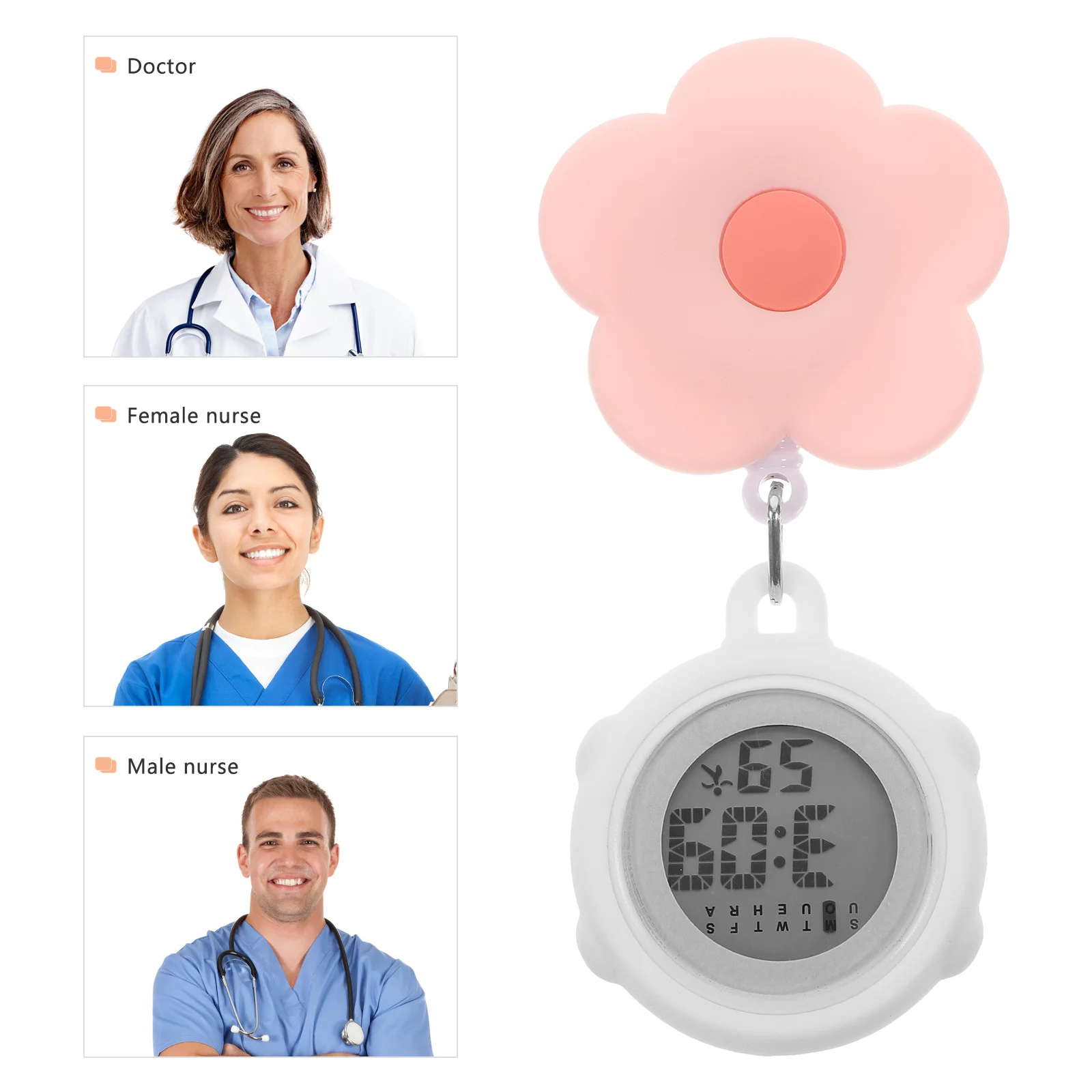 

Nurse Electronic Pocket Hanging Watch Lightweight Durable Clip on Timing Watch for Nurses Work