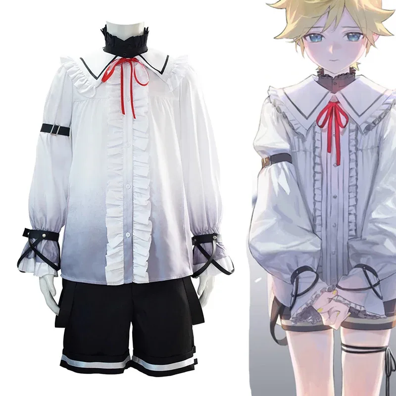 Sky03 เกม Len คอสเพลย์ชุดวิกผมเกม Propject Sekai Diva ฮาโลวีนชุดคอสเพลย์ PJSK Party เสื้อผ้ากางเกงขาสั้นผู้หญิง M55Ku %