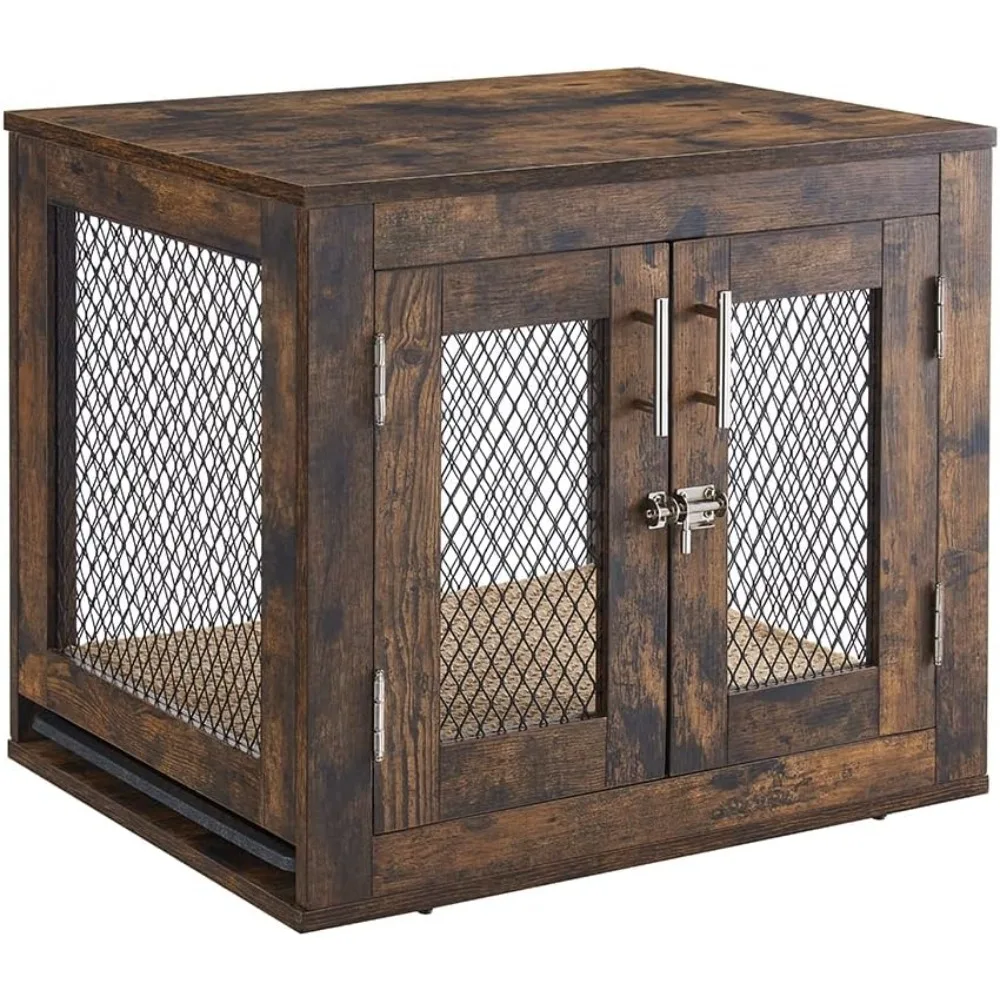 Small Dog Crate Furniture with Tray for Dogs, Cats, Indoor Aesthetic Puppy Kennel, Modern Decorative Wood Pet House Dog Cage