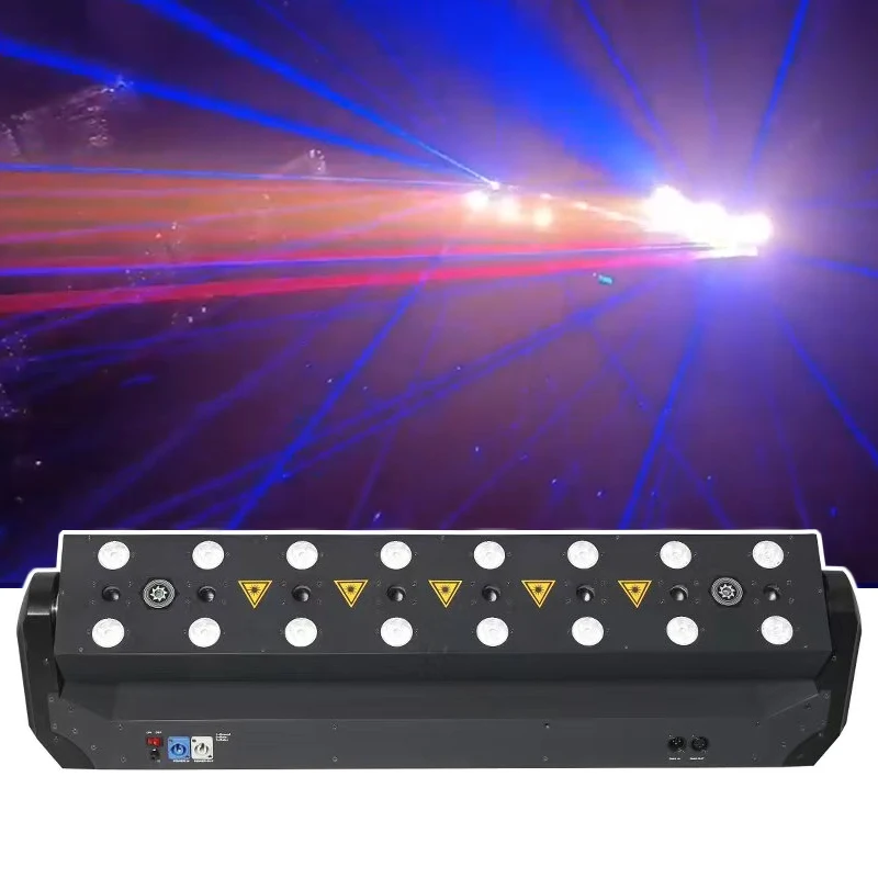 Factory New Wholesale 8 Pcs Laser Moving Head Light Blue Laser 16Pcs 5W LED Laser Beam Moving Head Light For Diaco Stage