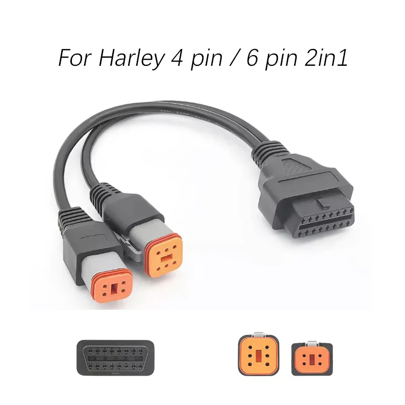 

Для Harley Davidson 4 6-контактный 2 в 1 разъем диагностического сканера OBD2 для мотоцикла 4PIN 6PIN адаптер-удлинитель OBD для мотоцикла