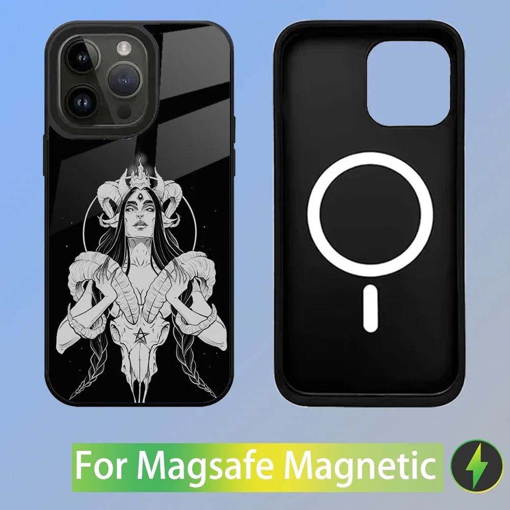 Чехол для телефона Gothic Witch Satan для iPhone 15,14,13,12,11, Plus, Pro, Max Mini Magsafe с магнитной беспроводной зарядкой