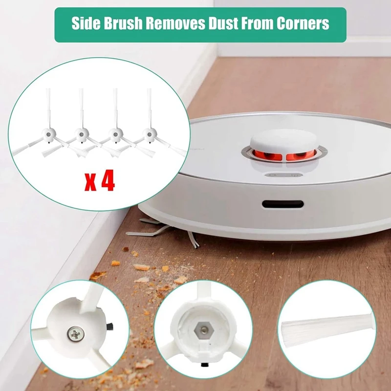 جزء بديل لمكنسة كهربائية روبوت ، مناديل فرشاة رئيسية ، أكياس غبار ، فرش جانبية ، مجموعة ملحقات لروبوروك كيو ريفو ، P10