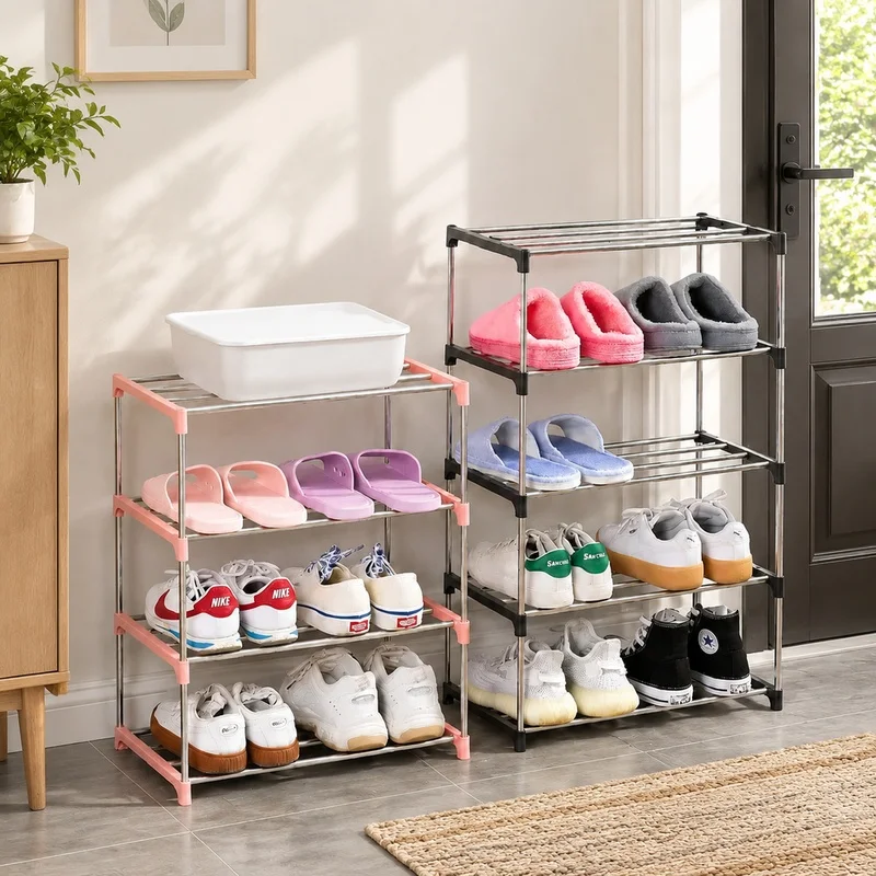 Organisateur de chaussures compact à 3-4 niveaux conçu pour une efficacité optimale du rangement à domicile