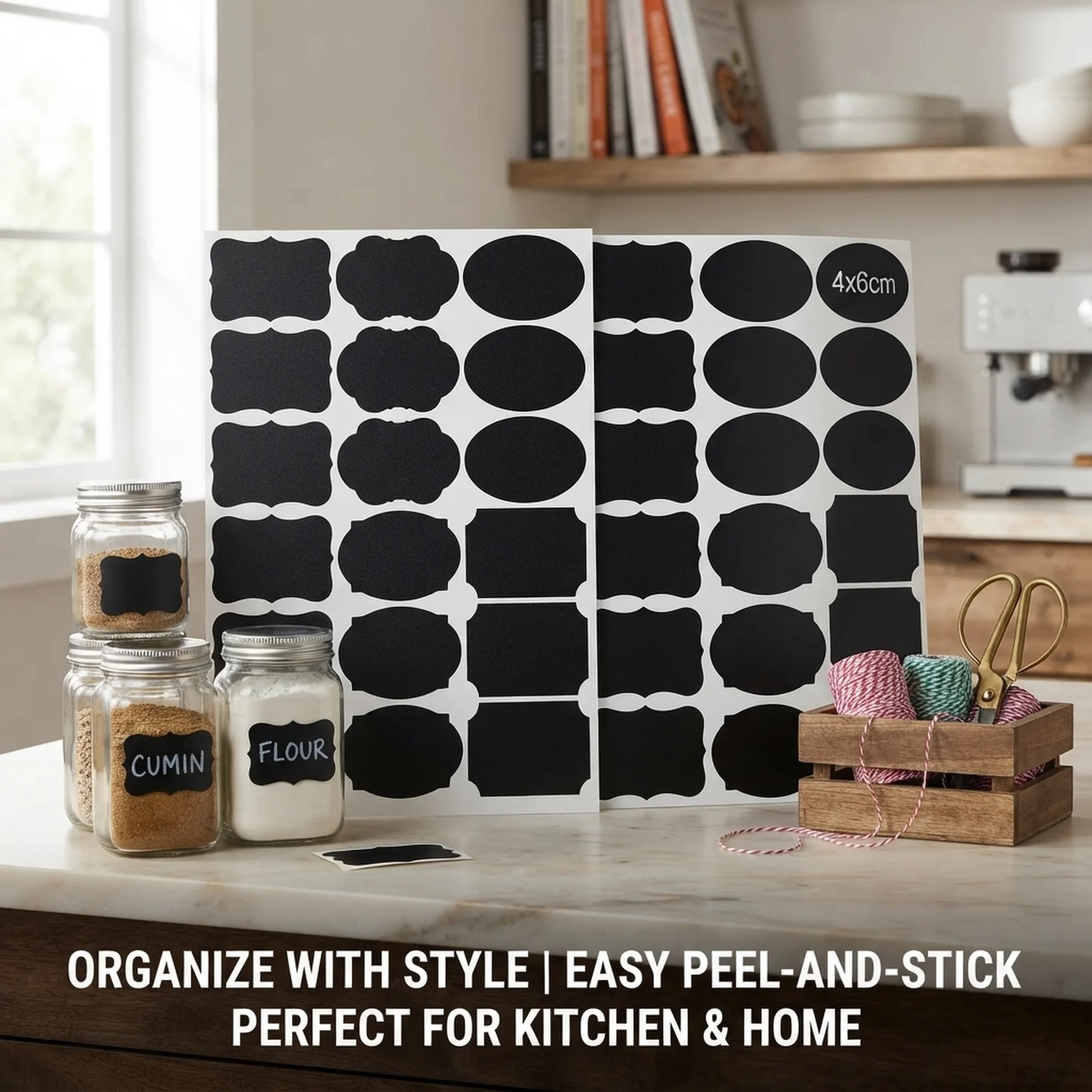 2/5/10 Sheet Black Chalkboard Labels Stickers 4x6cm Waterproof Reusable Jar Labels Self-Adhesive Pantry Storage Tags for Kitchen