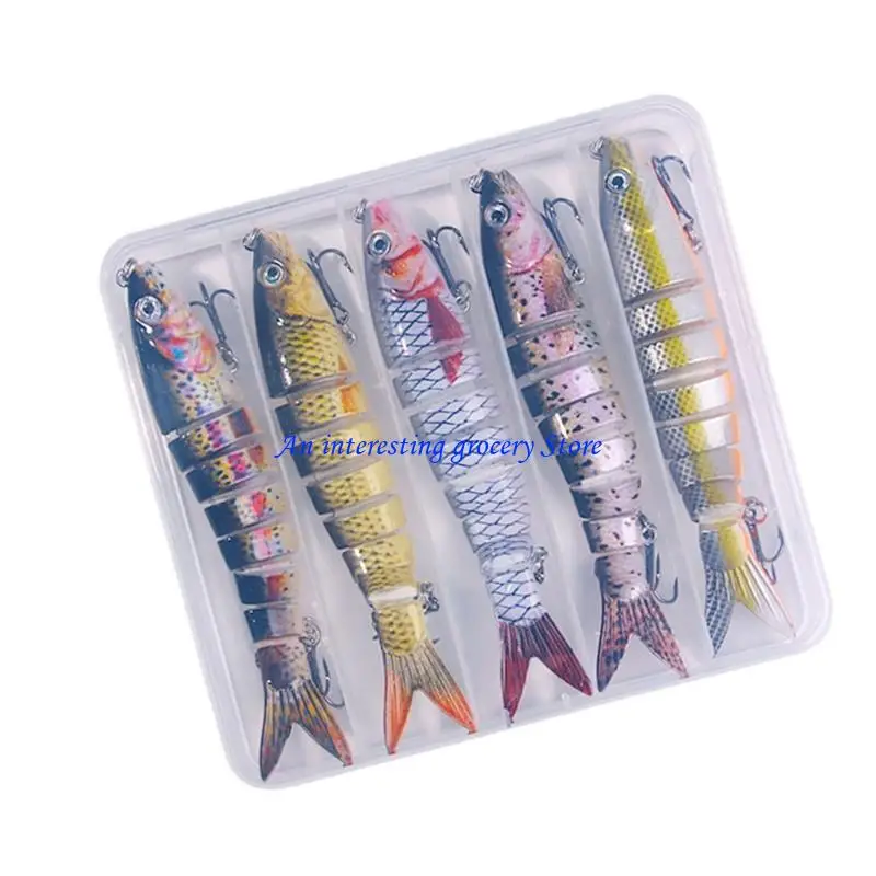 652D Swimming Lures Freshwater Saltwater with Treble Hook Jointed Fishing Lures Set