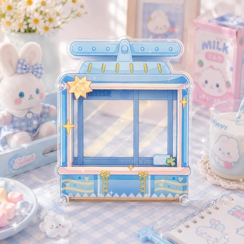 Cloud Dreamy Acrylic Badge & Stand Display Shaker Frame, Cute Pins Storage Holder Ornament, for Anime Kpop Collectibles Decor