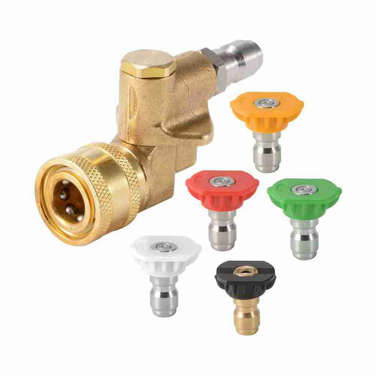 2X Washer High Pressure Washer Nozzle Tips Wand Pivot Coupler Power Spray Kit 4500 PSI Pivot Coupler with Nozzle Tips