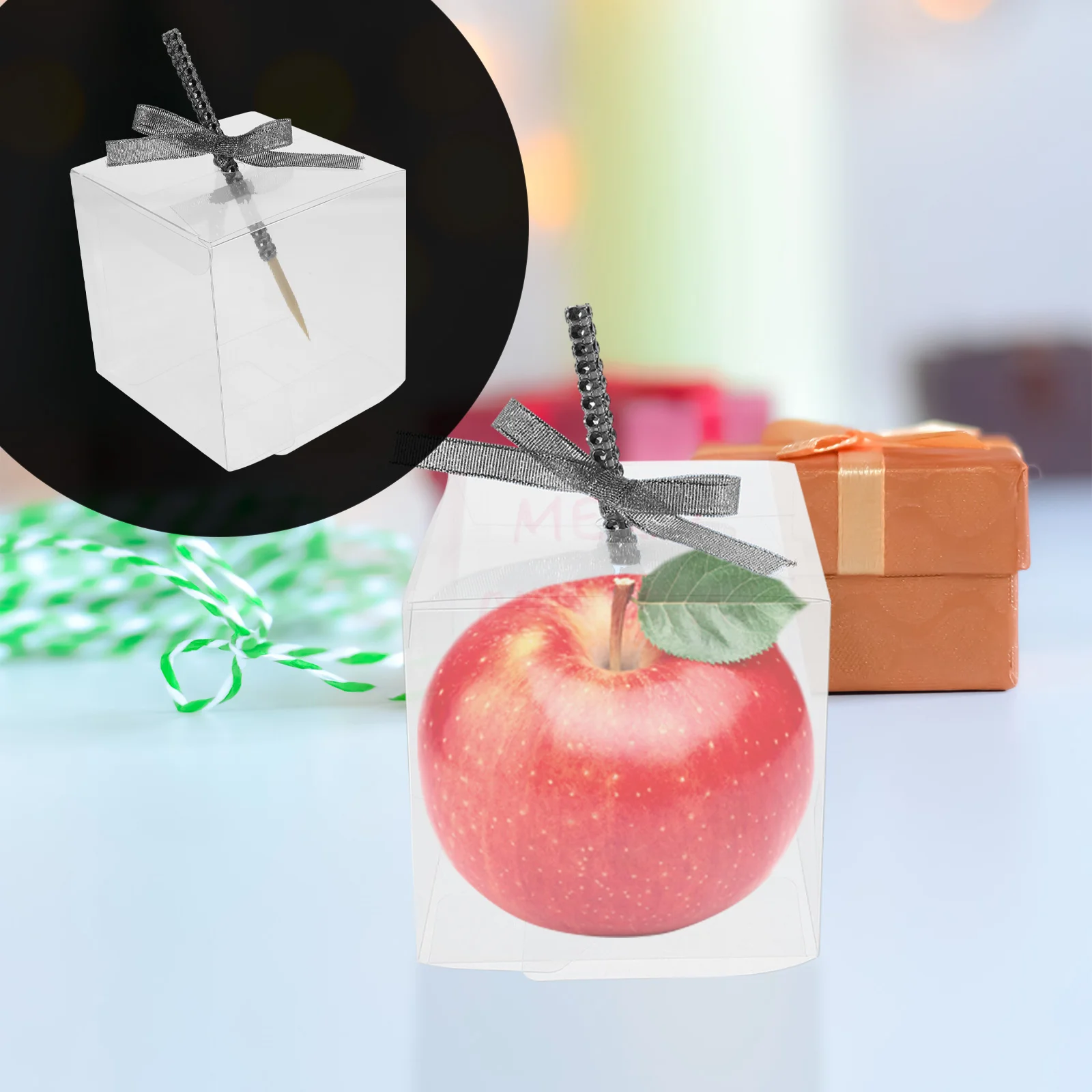 Caixa de presente transparente para doces, caixa de armazenamento de chocolate, lembranças para festa, organizador de maçãs, embalagem, lanches, presentes