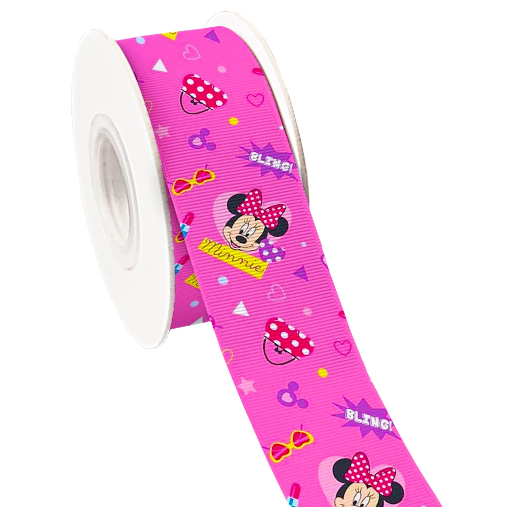 10 Yards Cartoon Characters Print Grosgrain Ribbon Disney Mickey Minnie Satin Ribbon DIY Craft Gift Ribbons Packing Wrapping