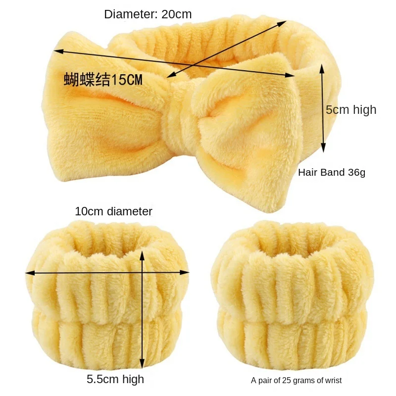 3 шт., повязка на голову с бантом, набор браслетов, эластичное мягкое полотенце для мытья лица, душа, макияж, йога, спорт, повязка на голову для ухода за кожей для женщин и девочек
