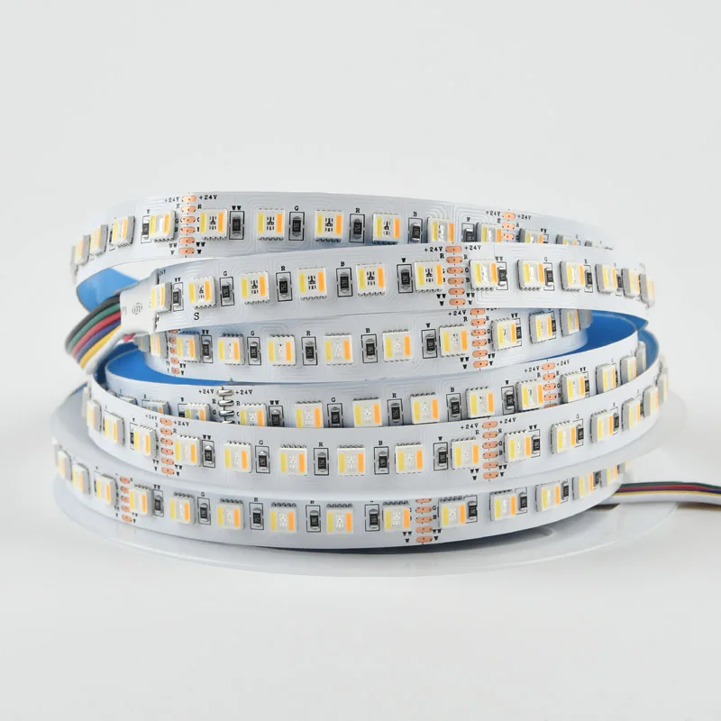 5m 12V 24V RGBCCT 5 in 1 LED Strip RGB+Warm White+White RGB+3000K/4000K/6000K Dimmable  Flexible Tape 112 leds/m 96 leds/m 12mm