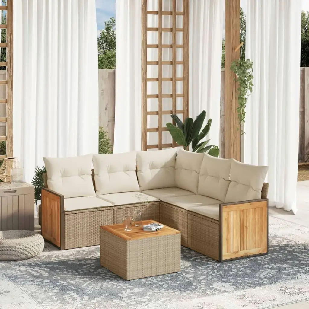 

Beige Outdoor Garden Sofa Set Comfortable Patio Furniture Cushioned Seating Set for Balcony and Porch