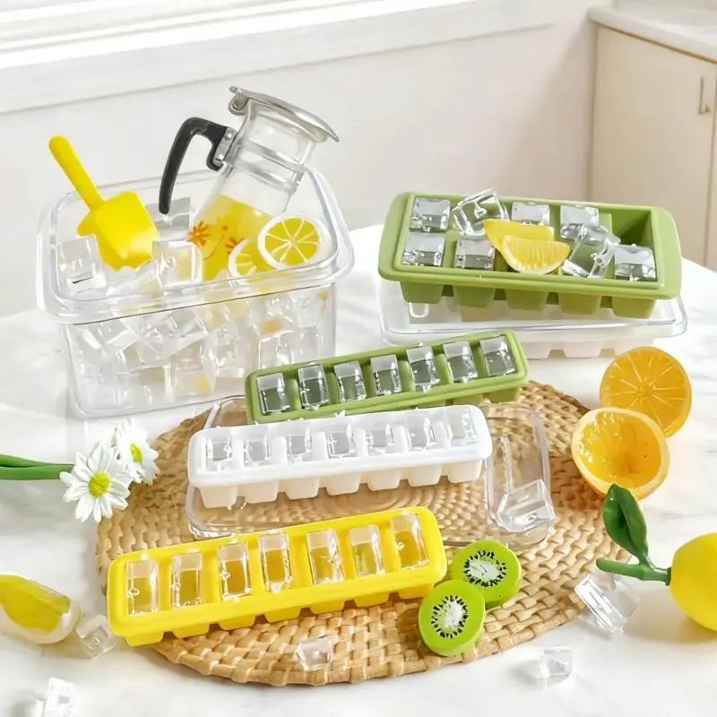 1 Set Accessori per bambole 1/6 Casa delle bambole in miniatura Gioco di cibo Decorazione Mini scatola per la produzione di ghiaccio Scatola per la conservazione del ghiaccio con modello di pala per il ghiaccio