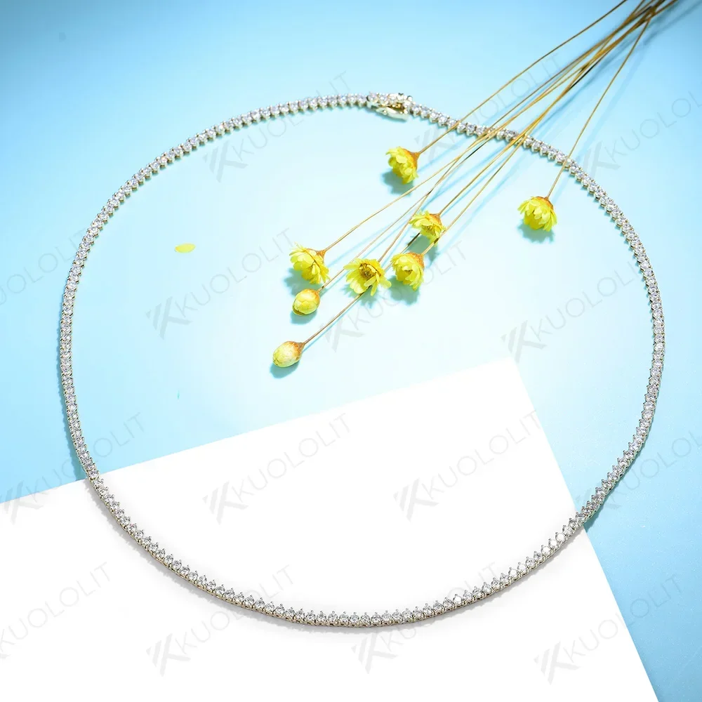 Kuololit 5.25CTW Lab Grown Diamonds Tennis Necklaces for Women Men Solid 14K 10K Gold Silver for Engagement Party Christmas