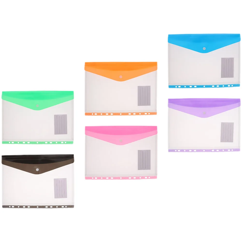 

6 шт. прозрачных папок-конвертов на кнопках для документов, портативные органайзеры для офиса, школы, работы, путешествий, для хранения файлов и документов