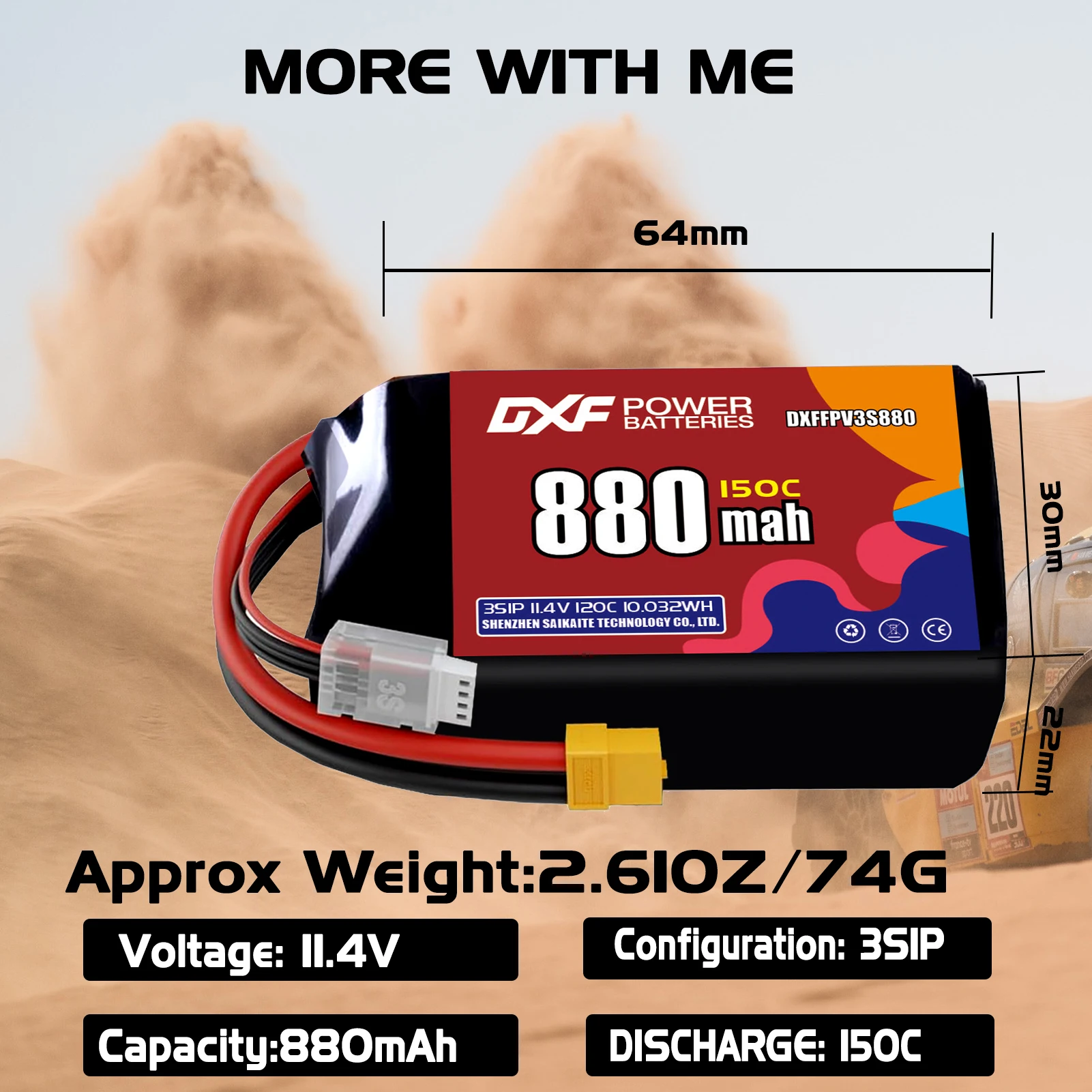 DXF Lipo 3S Akku 11,4 V 1100 mAh 880 mAh 650 mAh 11,1 V 1050 mAh 150 C mit XT30 XT60 JST Stecker für FPV Hubschrauber Quadcopter Drohne