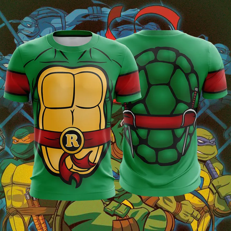 Bandai Ninja Turtles Boys Tees TMNT Classic Anime Cosplay Costume Allover Print Adult Kids T-Shirt Men Summer Funny Graphic Tops