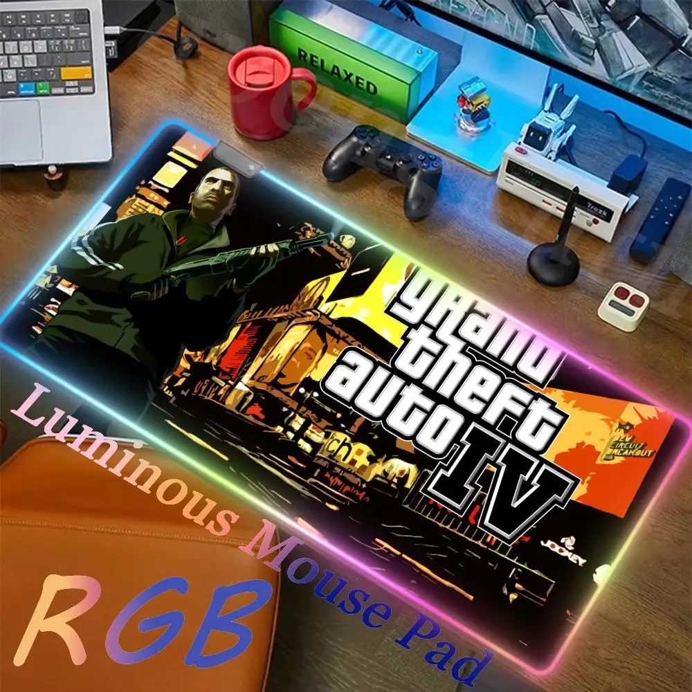 LED Luminous ESports Mouse Pad Grand Theft Auto GTA RGB Computer Gaming Keyboard Mouse Pad 1000x500mm Rubber Gaming Mouse Pad