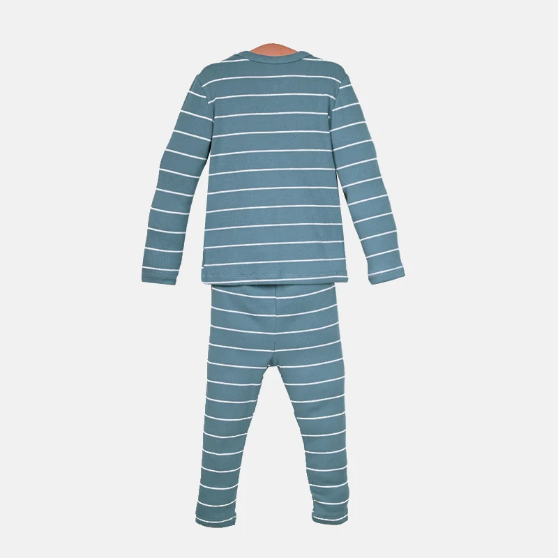 AA-Gestreifte Pyjamas für Kinder Jungen und Mädchen Zweiteiliges Set und Baby-Strampler Langarm Herbst/Winter Gerippte Baumwollkleidung – Detail 13