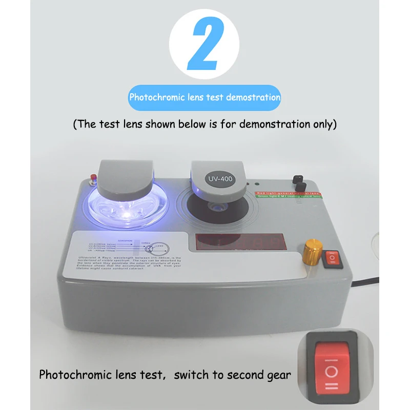 UV Protection Test UV400 Tester Measurer Lens Radiation Resistance Test Lens Photochromic Test Multifunctional Glasses Equipment