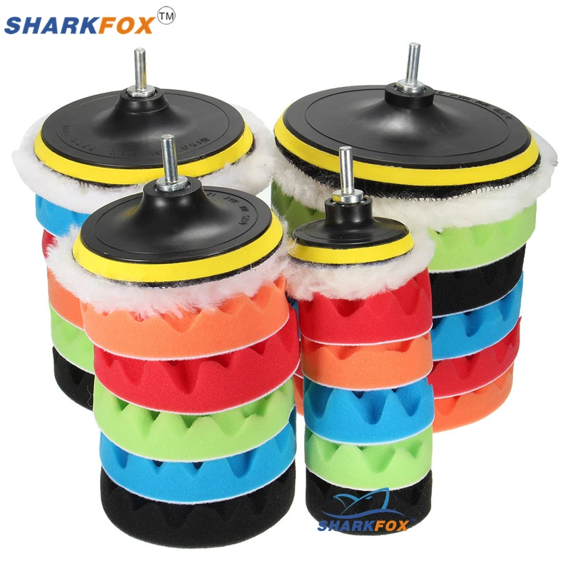 Sharkfox 3-7 inch Car Polishing Pad Sponge Buffing Waxing Clean Polish Buffer Drill Wheel Polisher Removes Scratches Car Repair