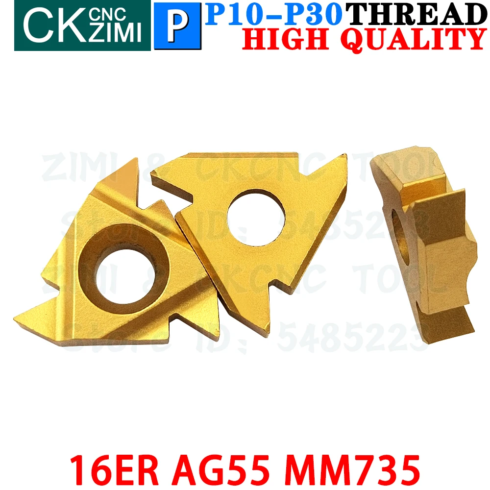 16ER AG55 MM735 إدراج كربيد يسار يمين داخلي خيط خارجي أدوات إدراج مترابطة RT16.01W G55P MMT16ER AG55 CNC أدوات خراطة معدنية