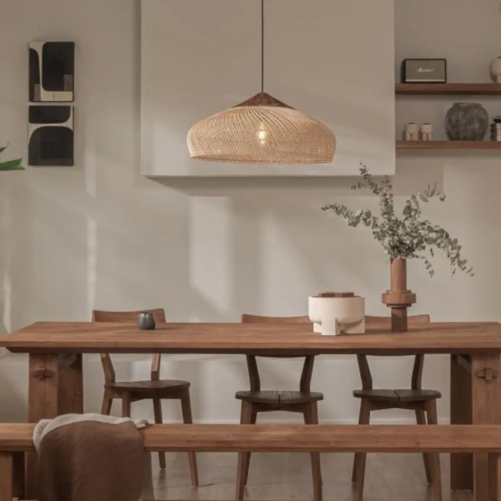 JOYINLED Pendelleuchten Vintage Handgefertigte Rattan-Lampe Japanischer Stil Wabi Sabi Beleuchtung für Kücheninsel Loft Esszimmer Licht – Detail 4
