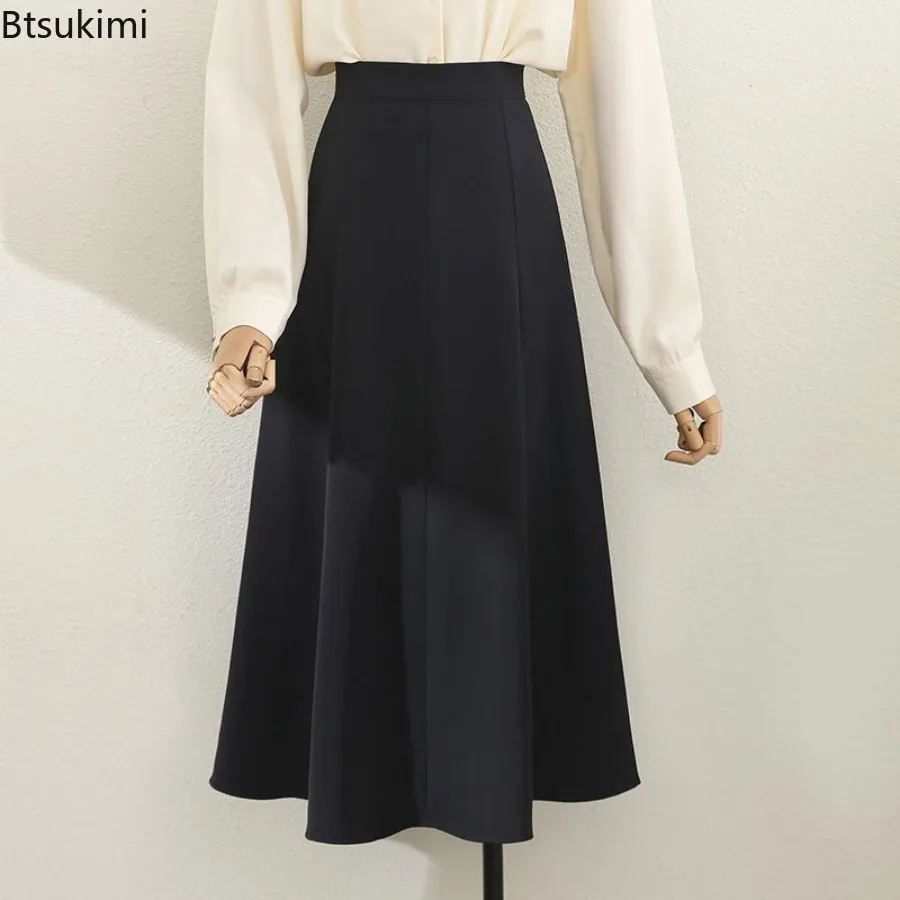 2025 Spring Summer New High Waisted A-line Suit Skirts Pleated Elegant Skirt Loose and Versatile Umbrella Skirt for Women Office