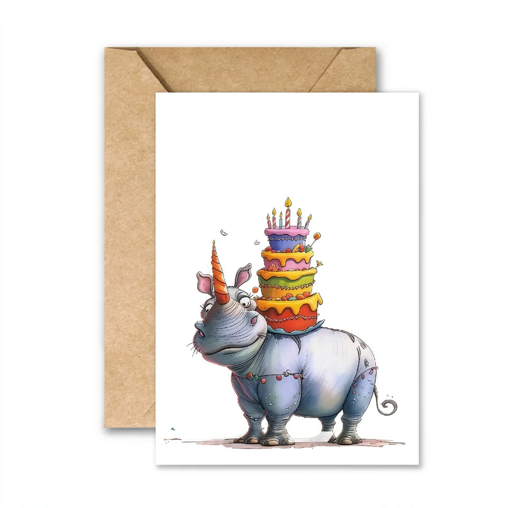 Whimsical Abstract Animal Birthday Greeting Card Set Funny Hand Drawn Stationery Note Card For Family Celebration Gift