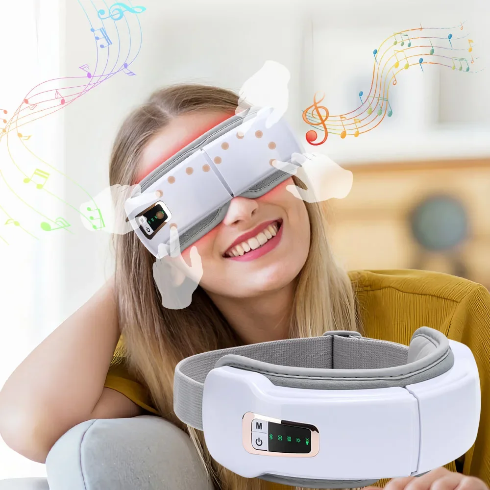 

Беспроводной электрический массажер для глаз Bluetooth, вибрационный массаж воздушного давления и горячий компресс, зарядка, уход за глазами, умное устройство для маски для глаз