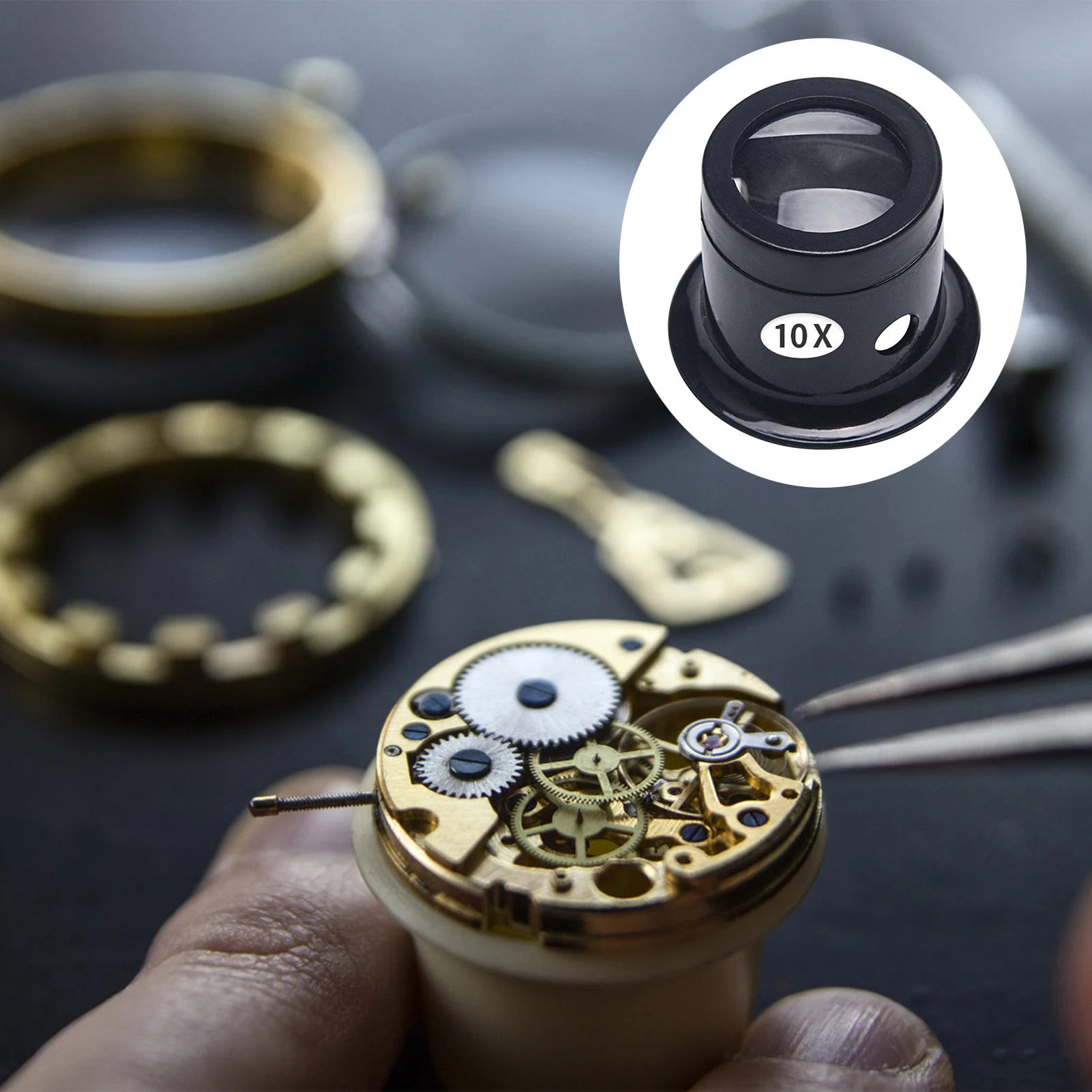 Professional Jewelers Loupe Glass Monocular Magnifier for Jewelry Inspection Coin Stamp Watch Repair Tool Kit Durable Clear