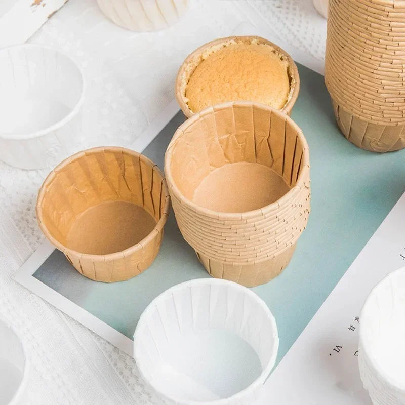 50PCS Treated Paper Souffle Portion Cups for Measuring Cake Baking and High Temperature Household Mould Ice Cream Cup