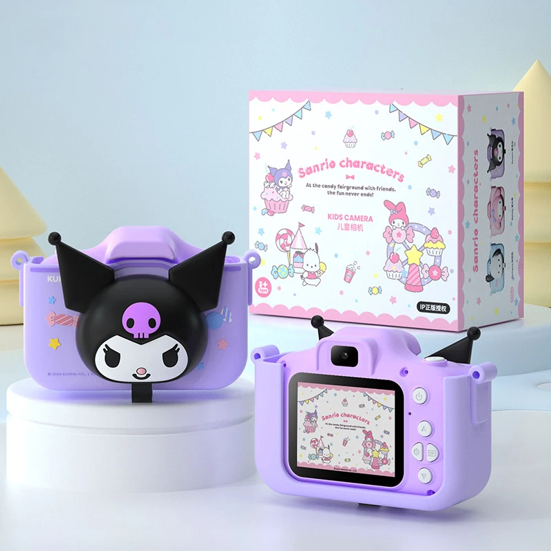 Sanurgente-Appareil photo numérique Kuromi Cartoon pour touristes, mini jouet, haute définition, musique et jeu, cadeau de Noël et d'anniversaire, Kawaii, nouveau