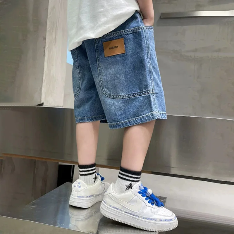 Boys Summer Fashion Denim Shorts Kids Casual Loose Thin Knee-Length Trousers 3-12 Years Teenager Outdoor Five-point Pants image 6