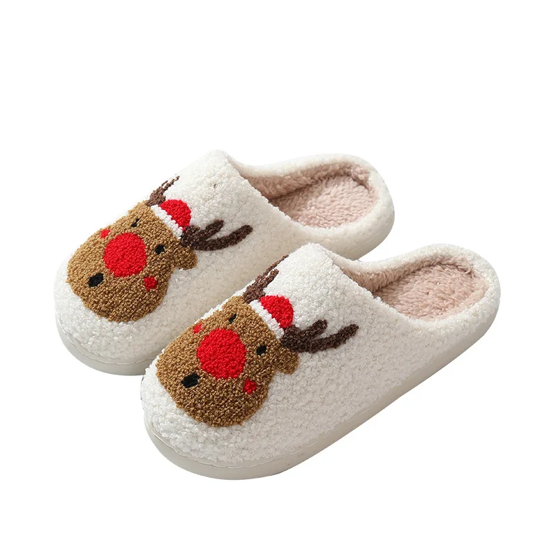 

Cotton Slippers 2023 Winter Christmas Deer Women's Home Couples Indoor Elk Warm fuzzy luxury cute shoes platform heels cat plush