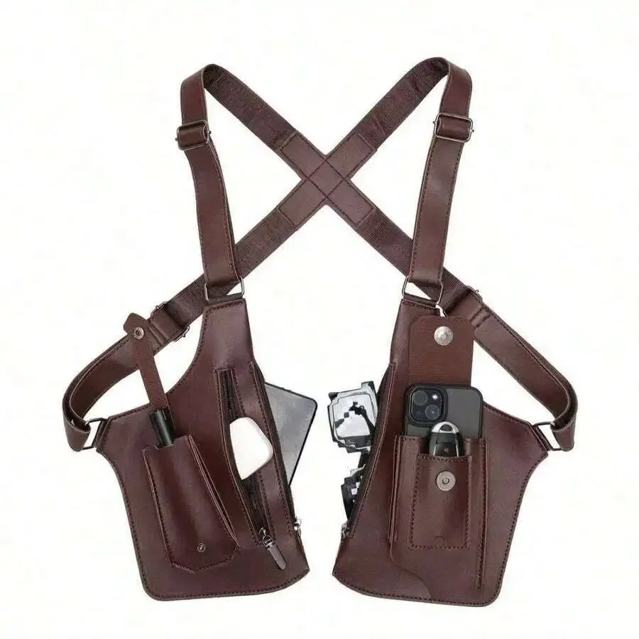 

Leather Underarm Strap Wallet Adjustable Anti Pickpocket Double Pouch For Adults