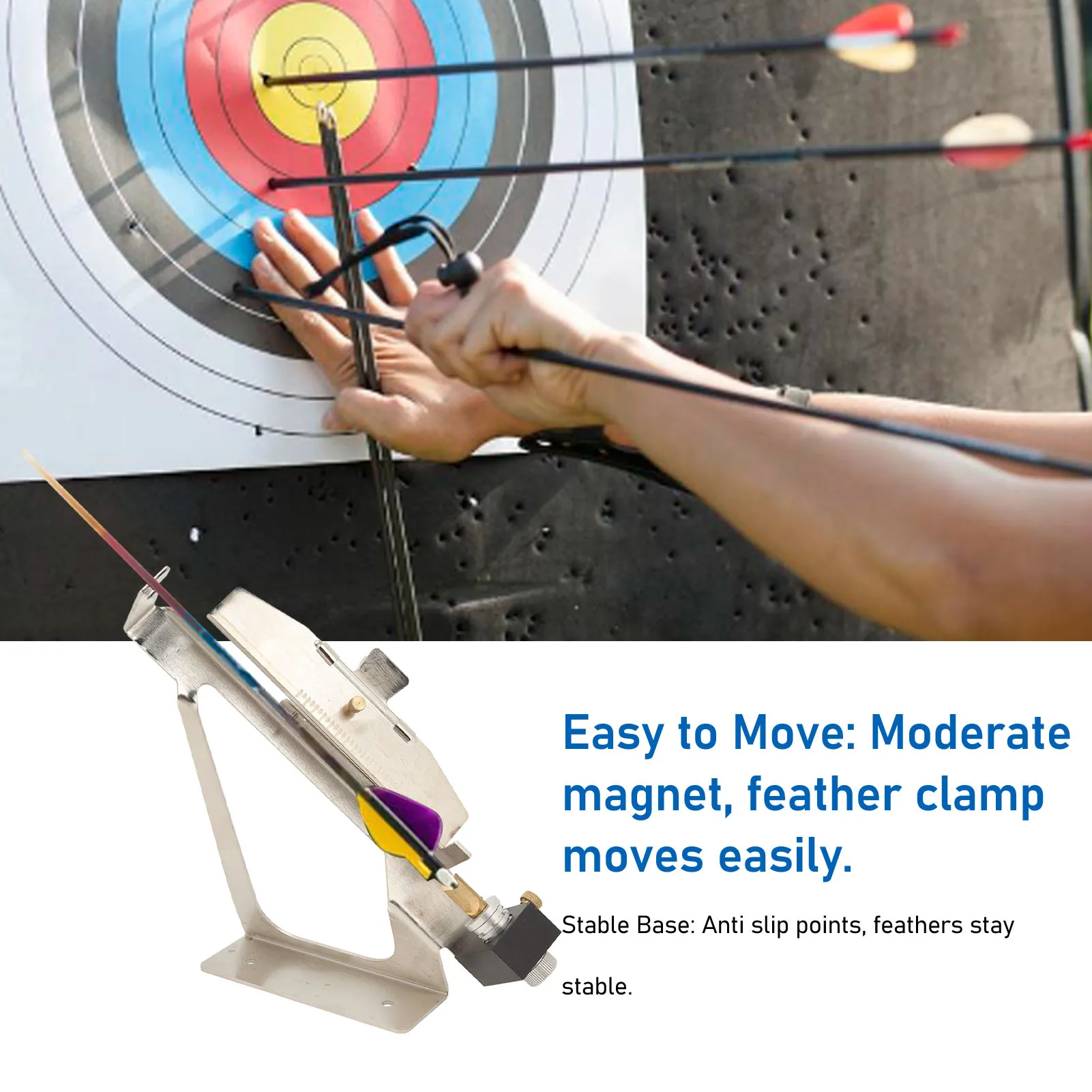 

Fletching Stick Tool Clear Scale Stable Base Stainless Steel Easy Archery Fletching Jig for DIY Arrows Shafts